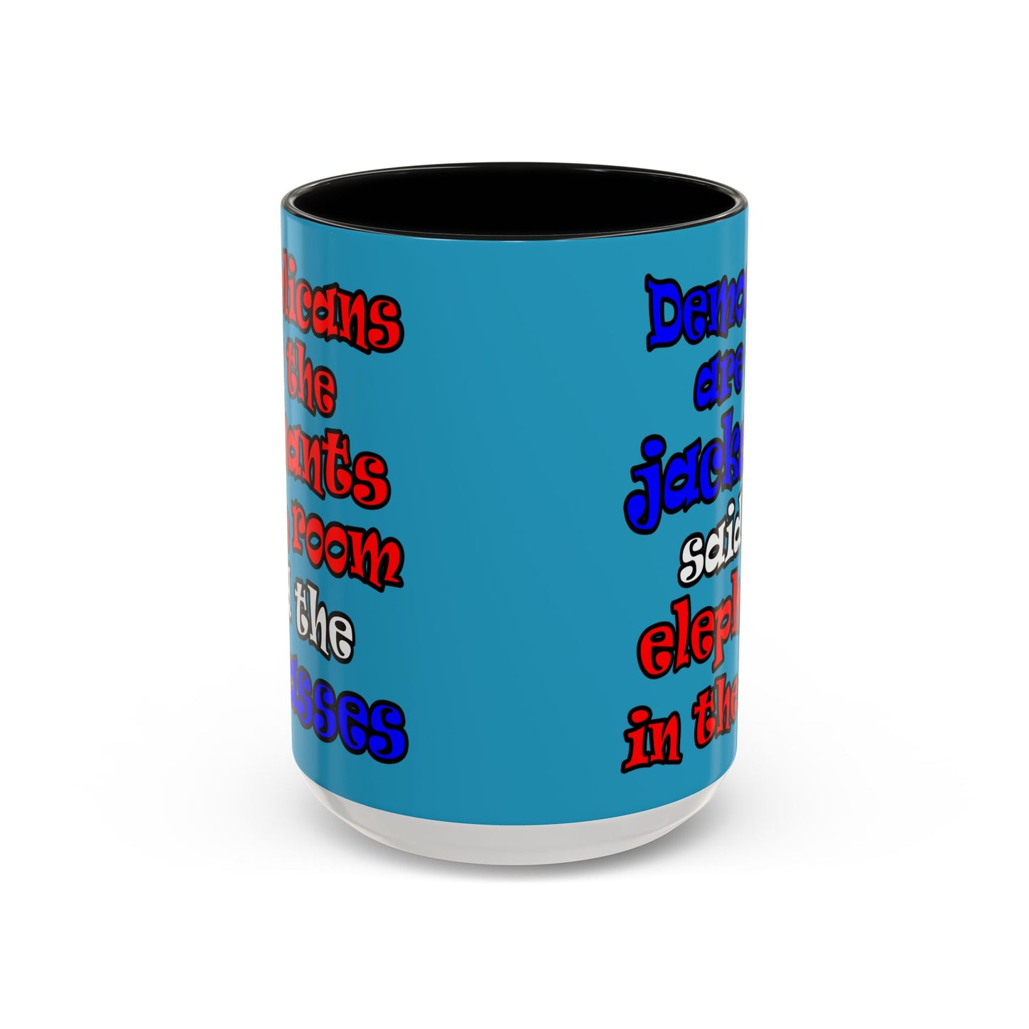 donkeys and elephants - Accent Mug (turquoise)