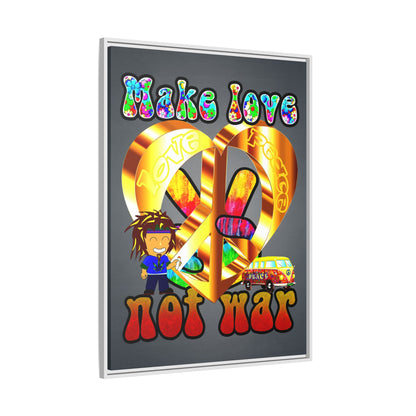 love peace - framed canvas art (grey-light grey)