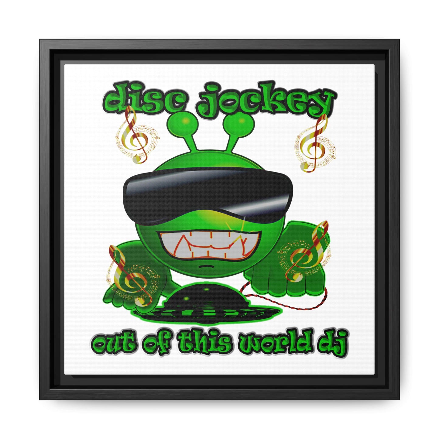 disc jockey - framed canvas art (white)