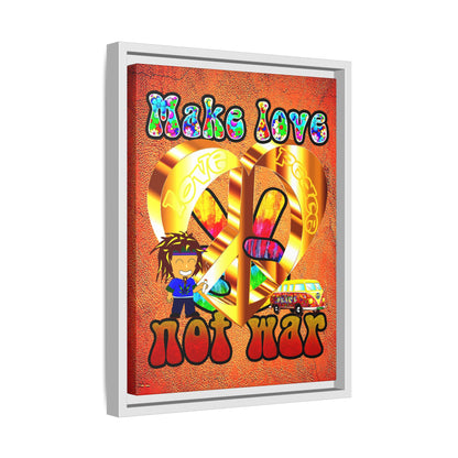 love peace - framed canvas art (burnt orange)