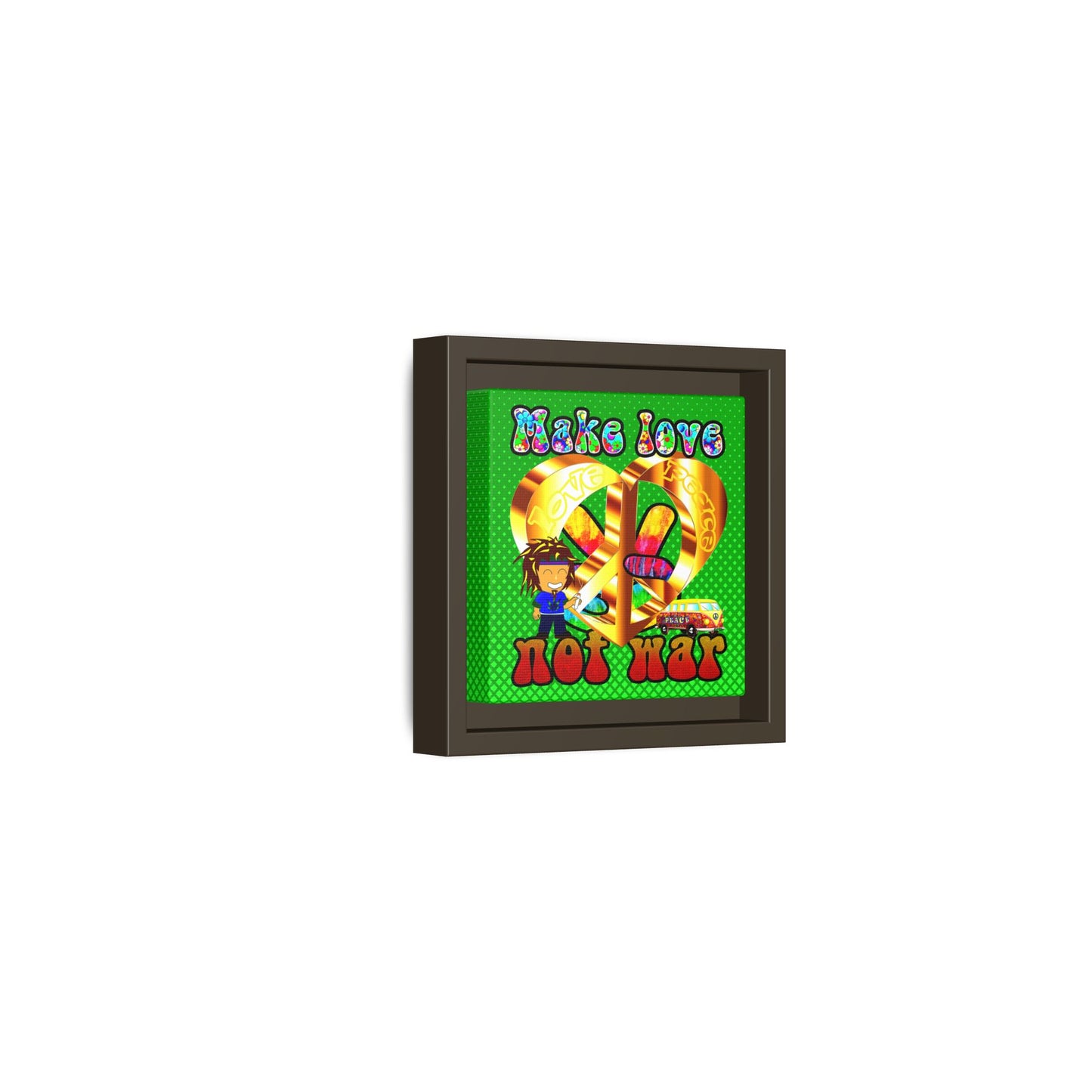 love peace - framed canvas art (logo green)