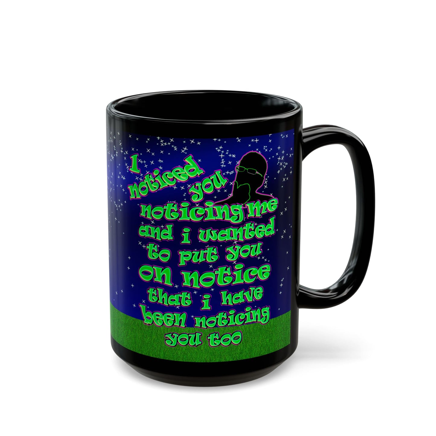 noticed you noticing - Black Mug ('snoops' background)