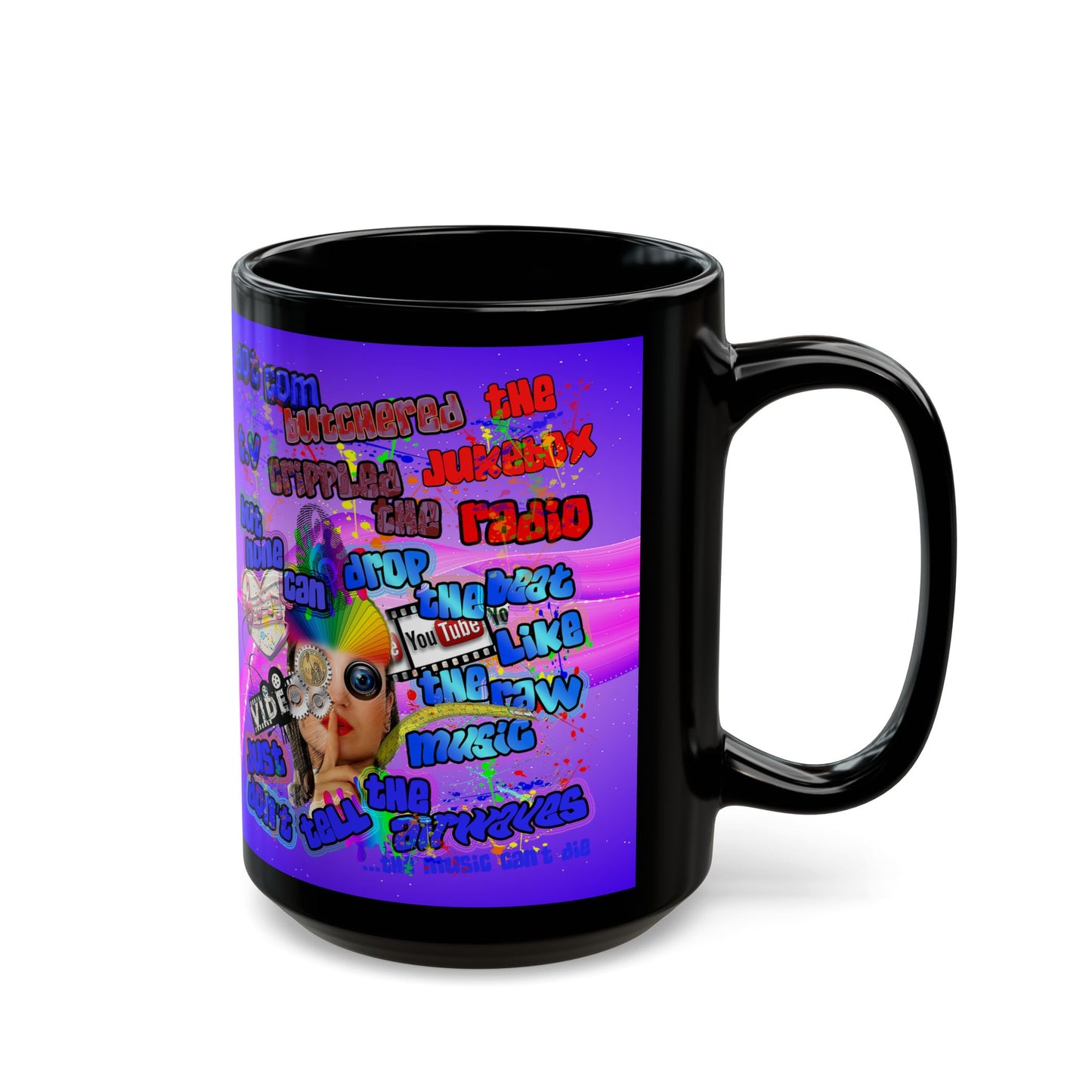 drop the beat - Black Mug (purple-pink wave)