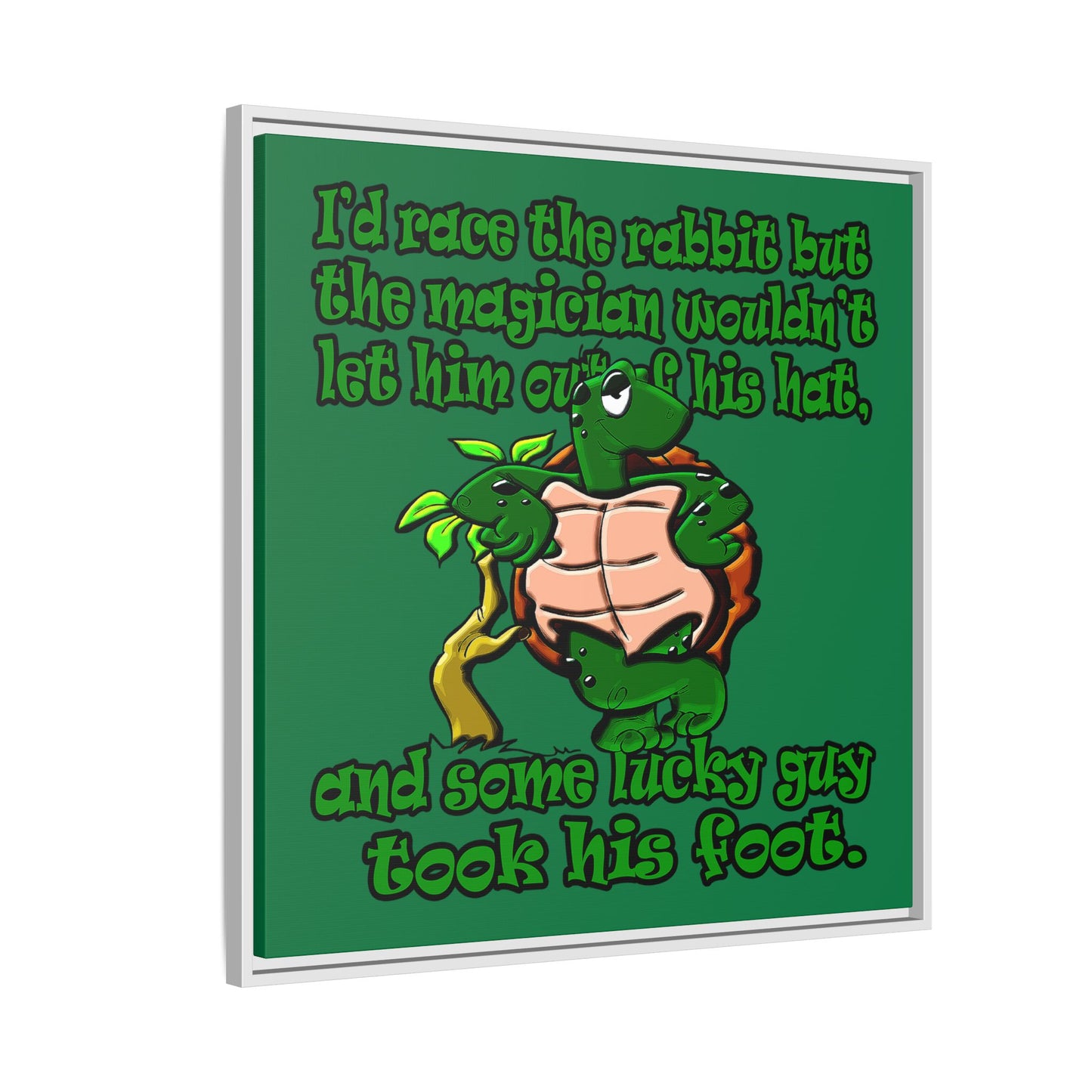 turtle race - framed canvas art (dark green)
