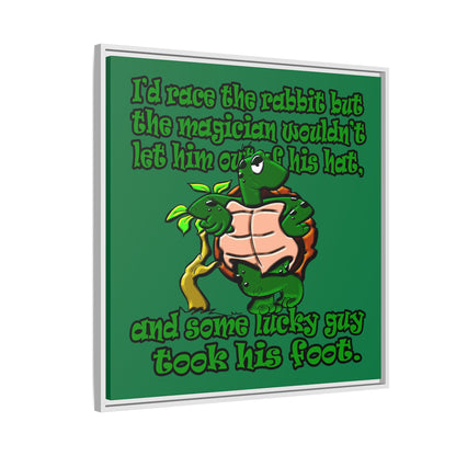 turtle race - framed canvas art (dark green)