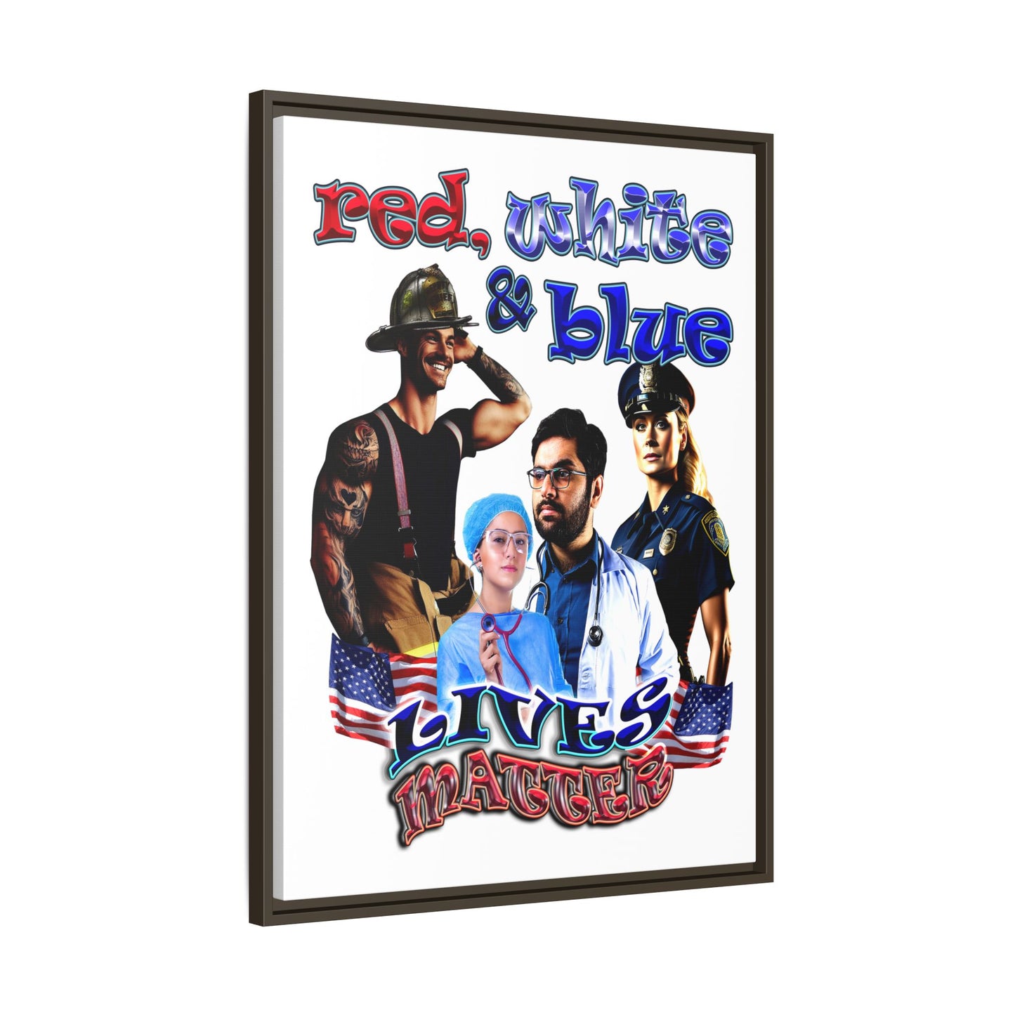 rw&b lives matter - framed canvas art (white)
