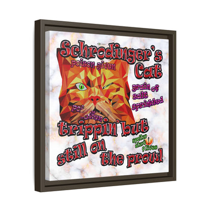 schrodinger's cat - framed canvas art (white marble)