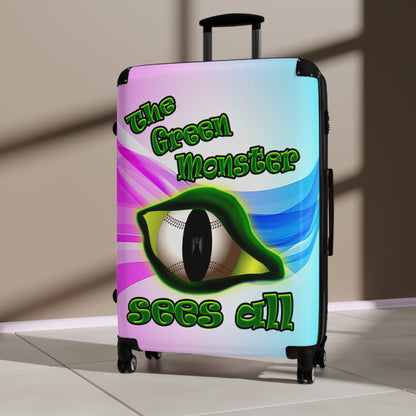green monster - Suitcase (light blue-pink wave)