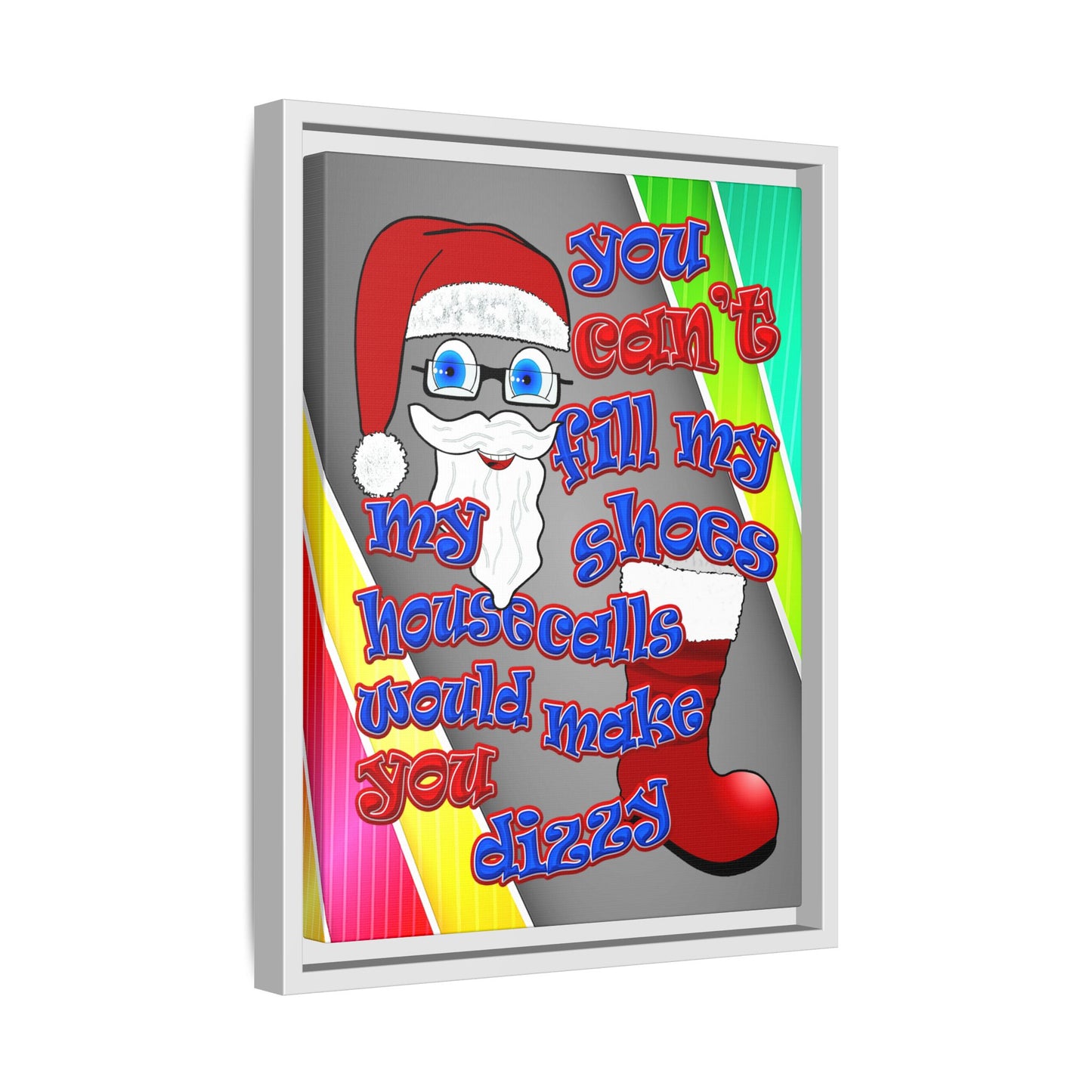 santa's shoes - framed canvas art (rainbow split)