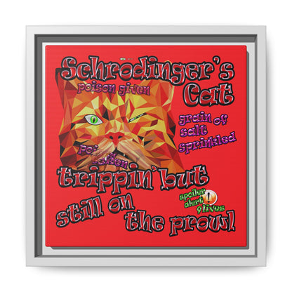 schrodinger's cat - framed canvas art (red)