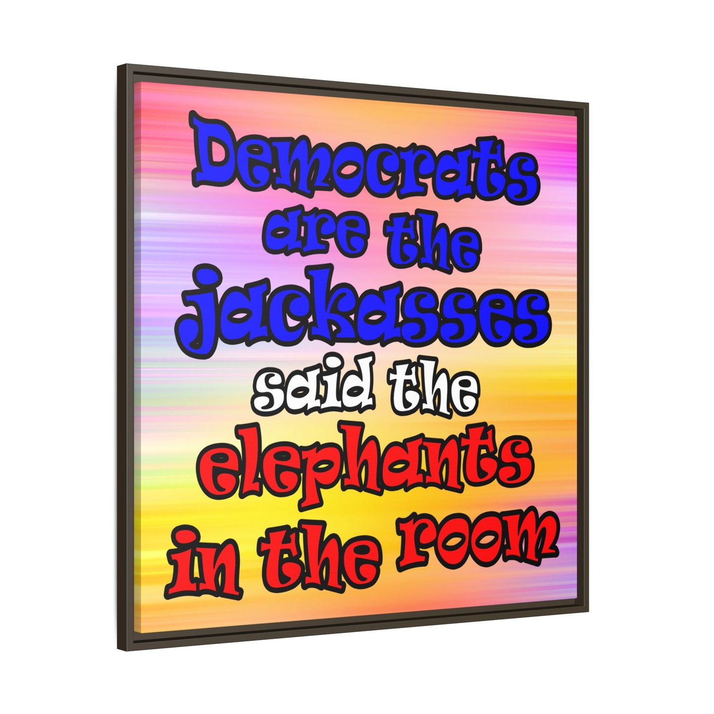 donkeys and elephants - framed canvas art (color blur)