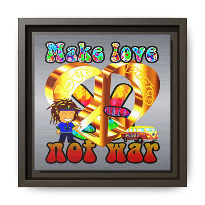 love peace - framed canvas art (brushed nickel)