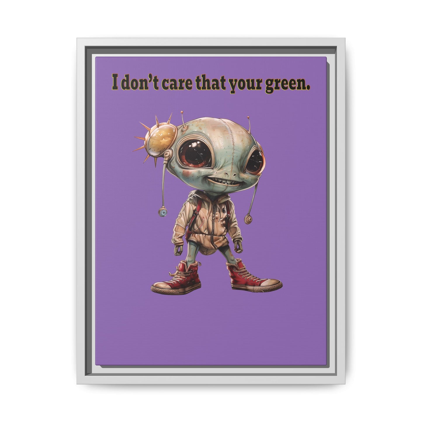I don't care that your green - framed canvas art (light purple)