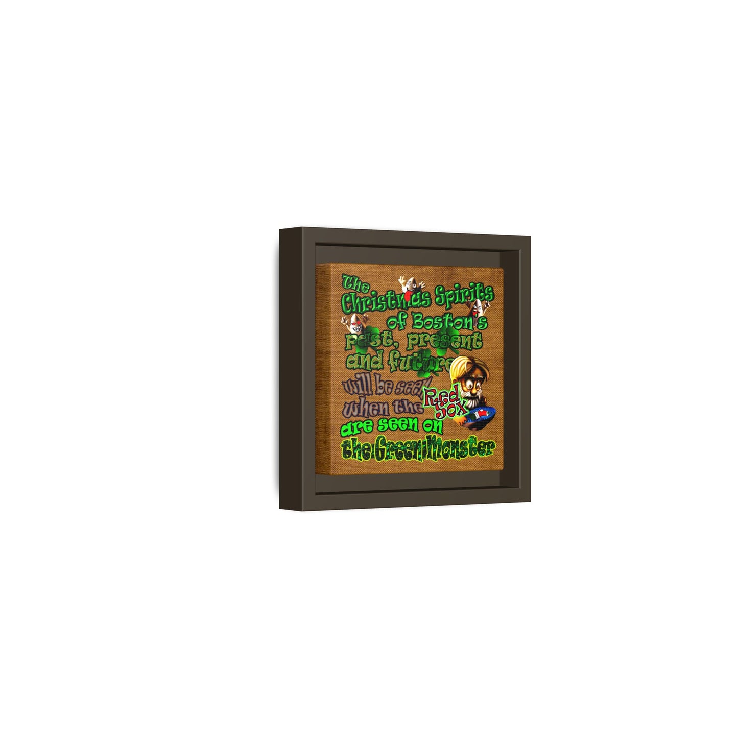 christmas spirits of boston - framed canvas art (brown papyrus)