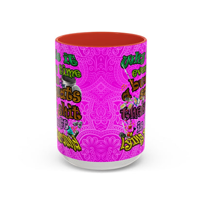 the bum's shit - Accent Mug (pink swirl)
