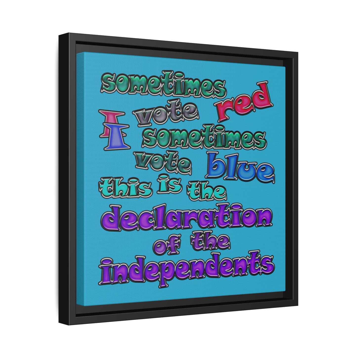 declaration of the independents - framed canvas art (turquoise)
