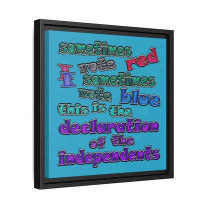 declaration of the independents - framed canvas art (turquoise)