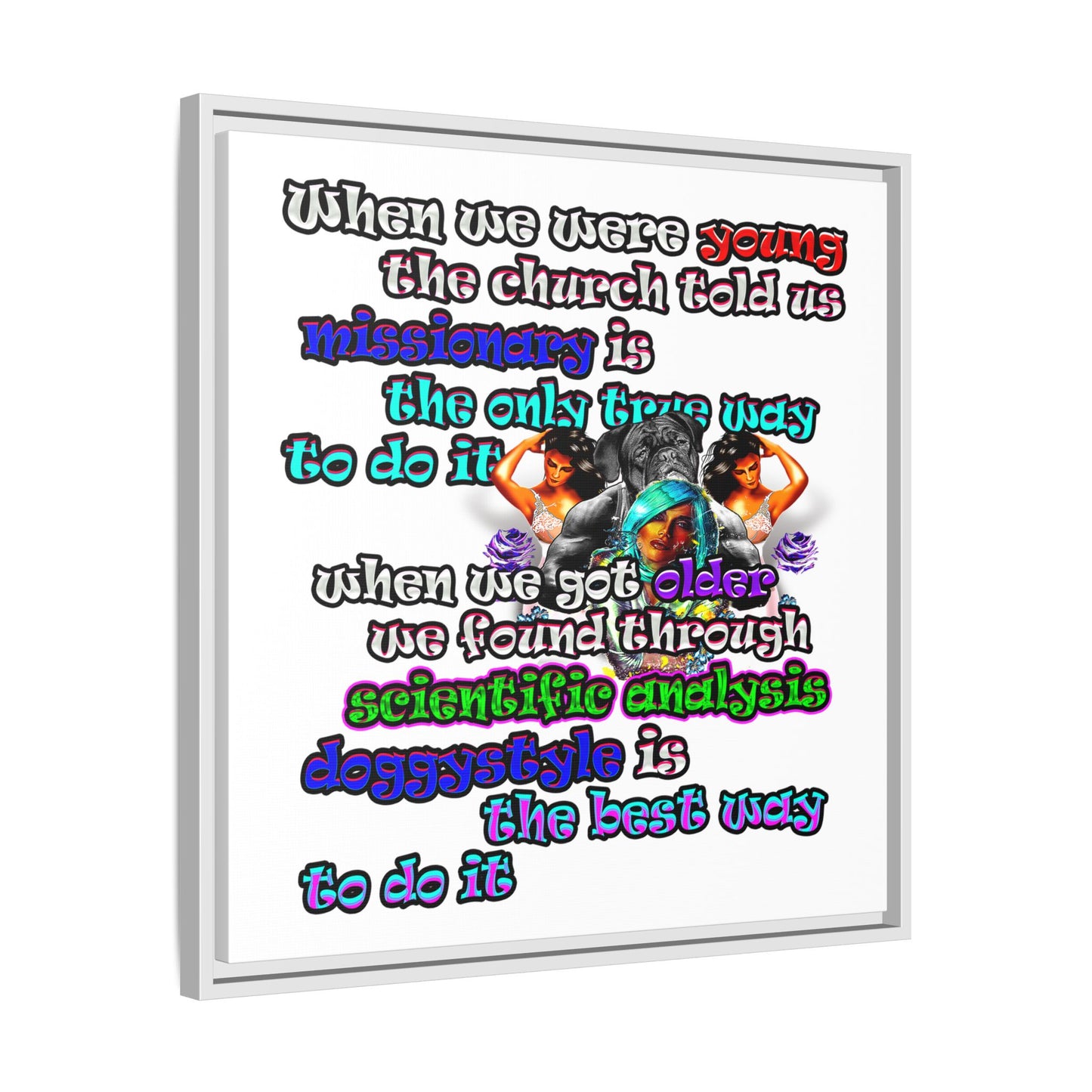doggystyle - framed canvas art (white)