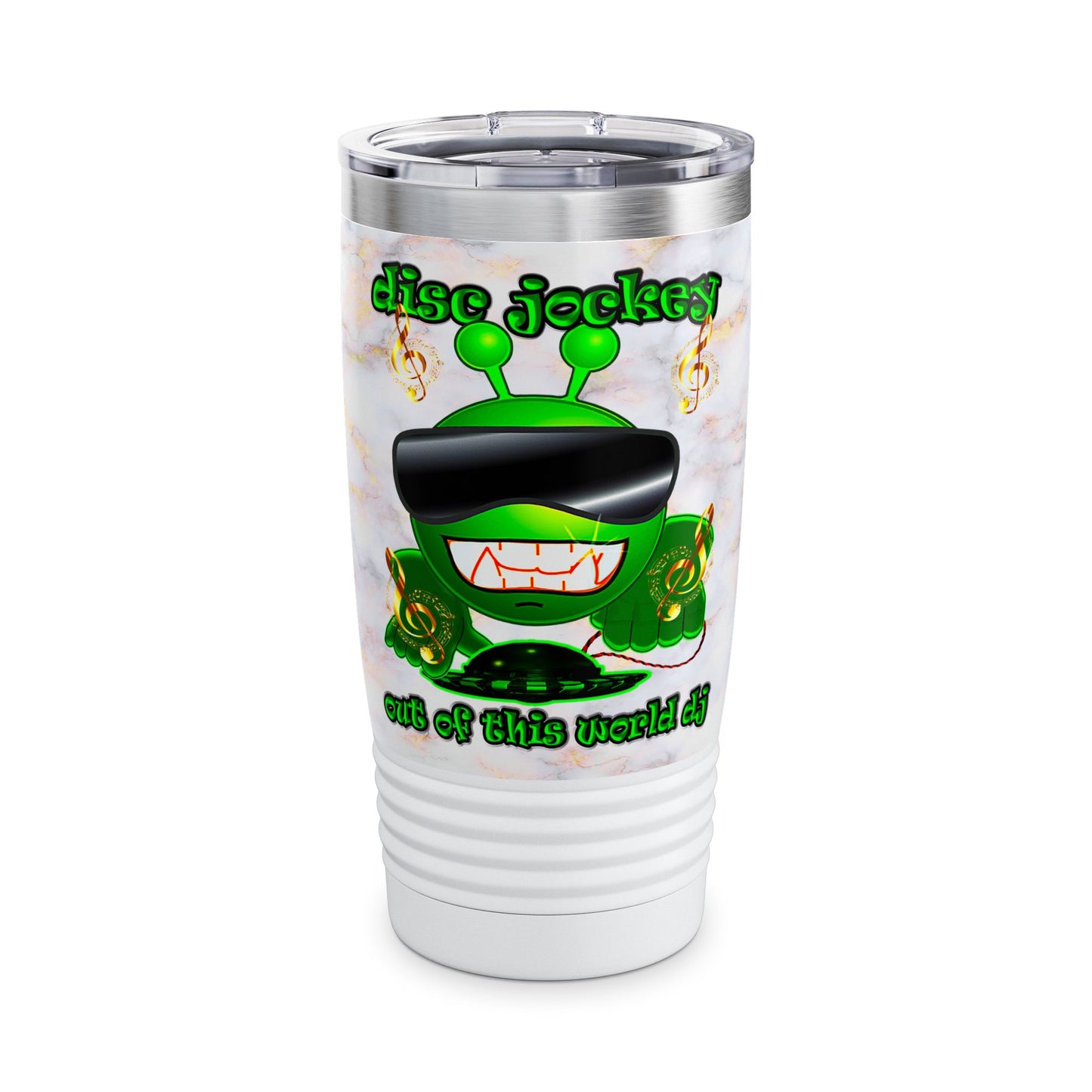 disc jockey - Ringneck Tumbler, 20oz (white marble)