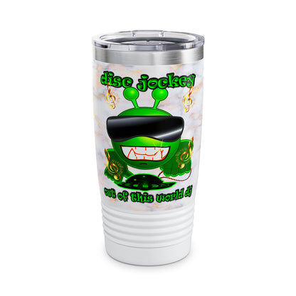 disc jockey - Ringneck Tumbler, 20oz (white marble)