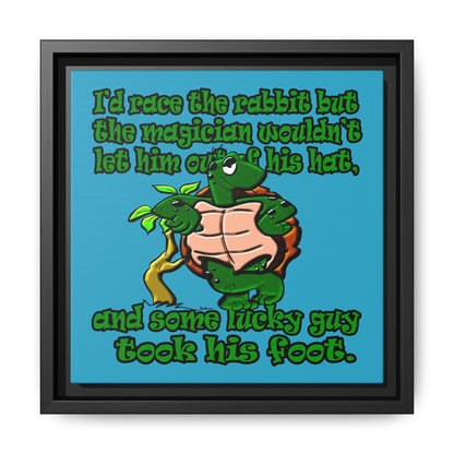 turtle race - framed canvas art (turquoise)