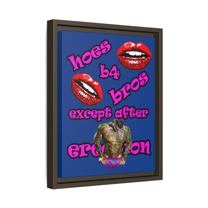 hoes b4 bros - framed canvas art (dark blue)