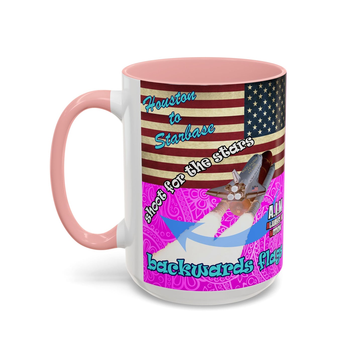 shoot for the stars - Accent Mug (pink swirl)