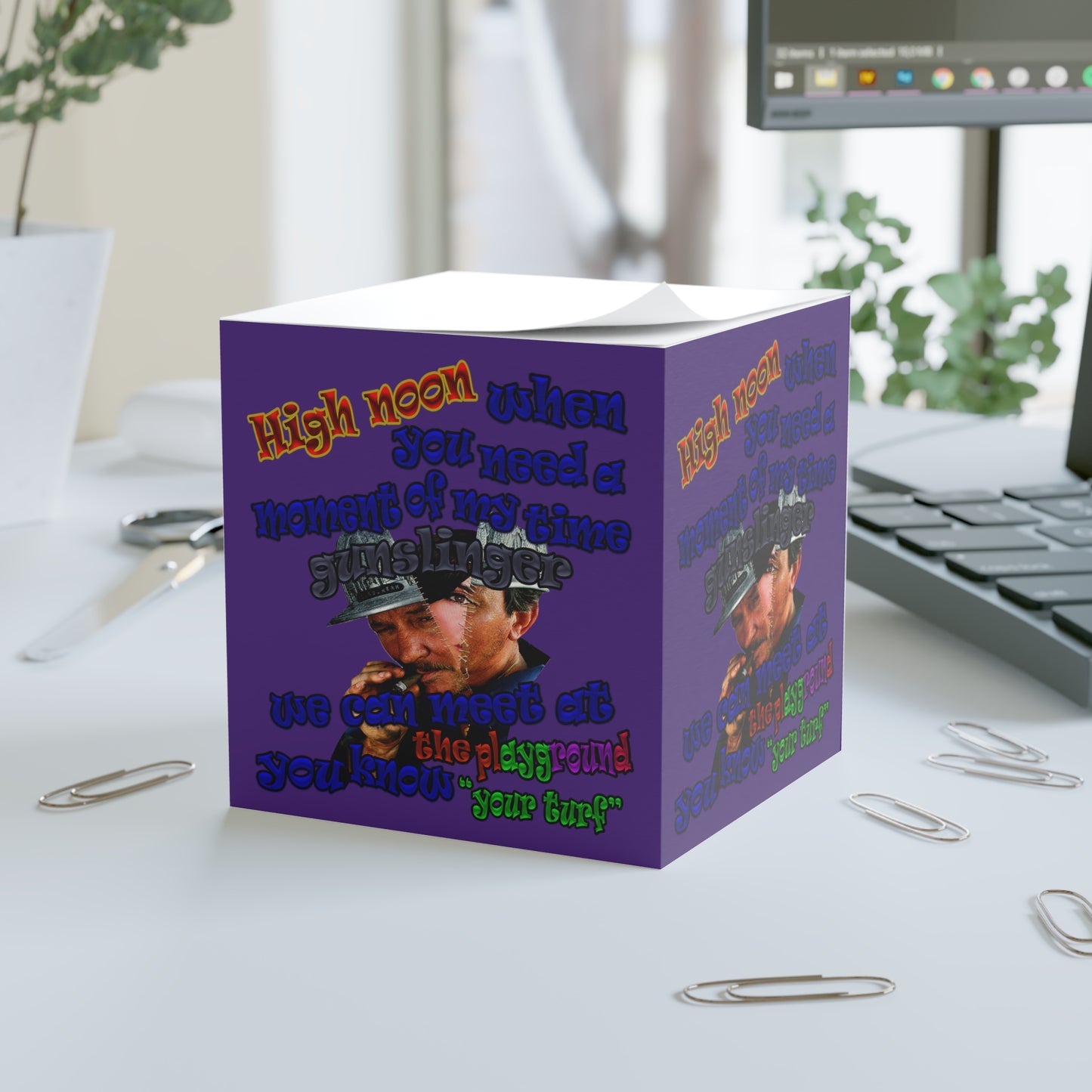 high noon - note cube (purple)