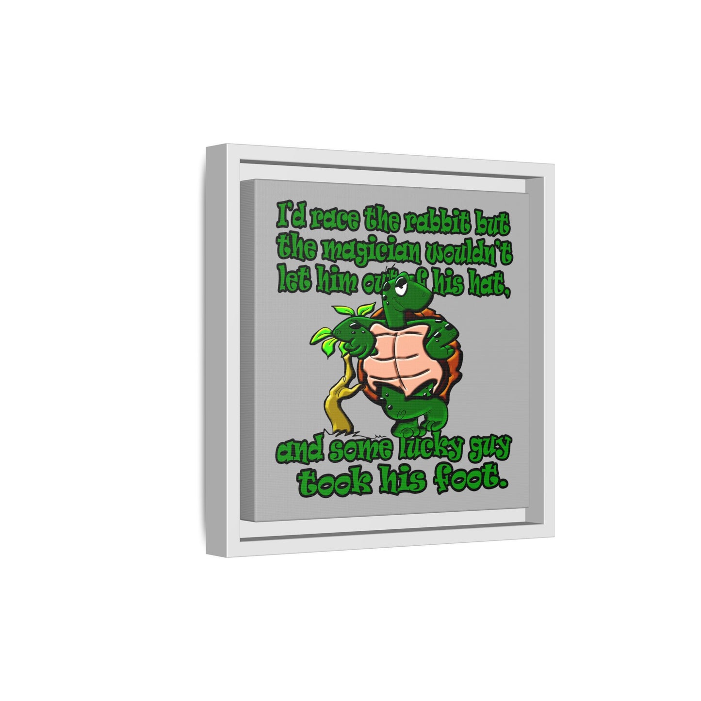 turtle race - framed canvas art (light grey)