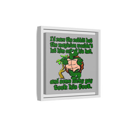 turtle race - framed canvas art (light grey)