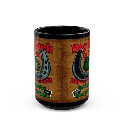 my luck - Black Mug (brown papyrus)