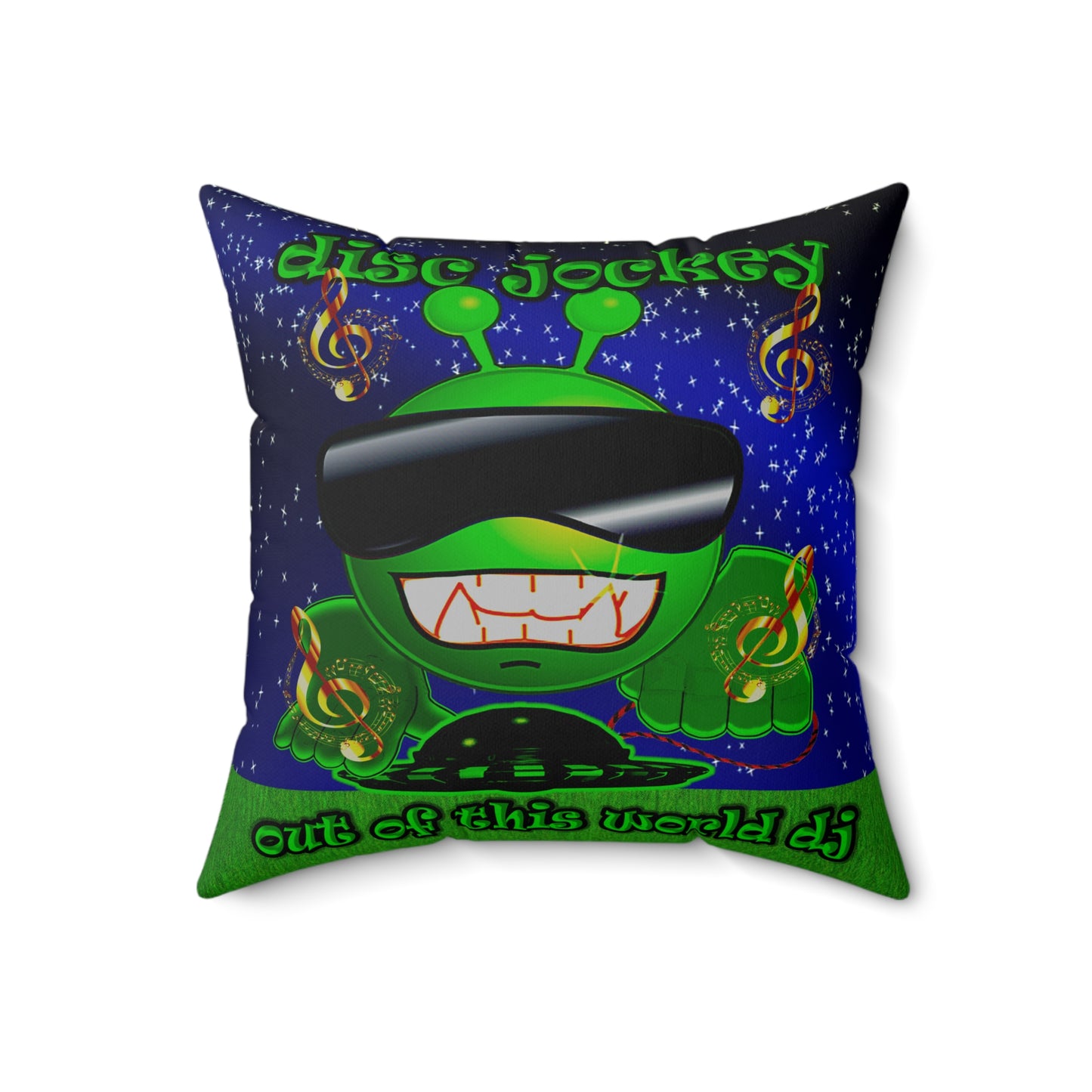 disc jockey - Spun Polyester Square Pillow - ('snoops' background)