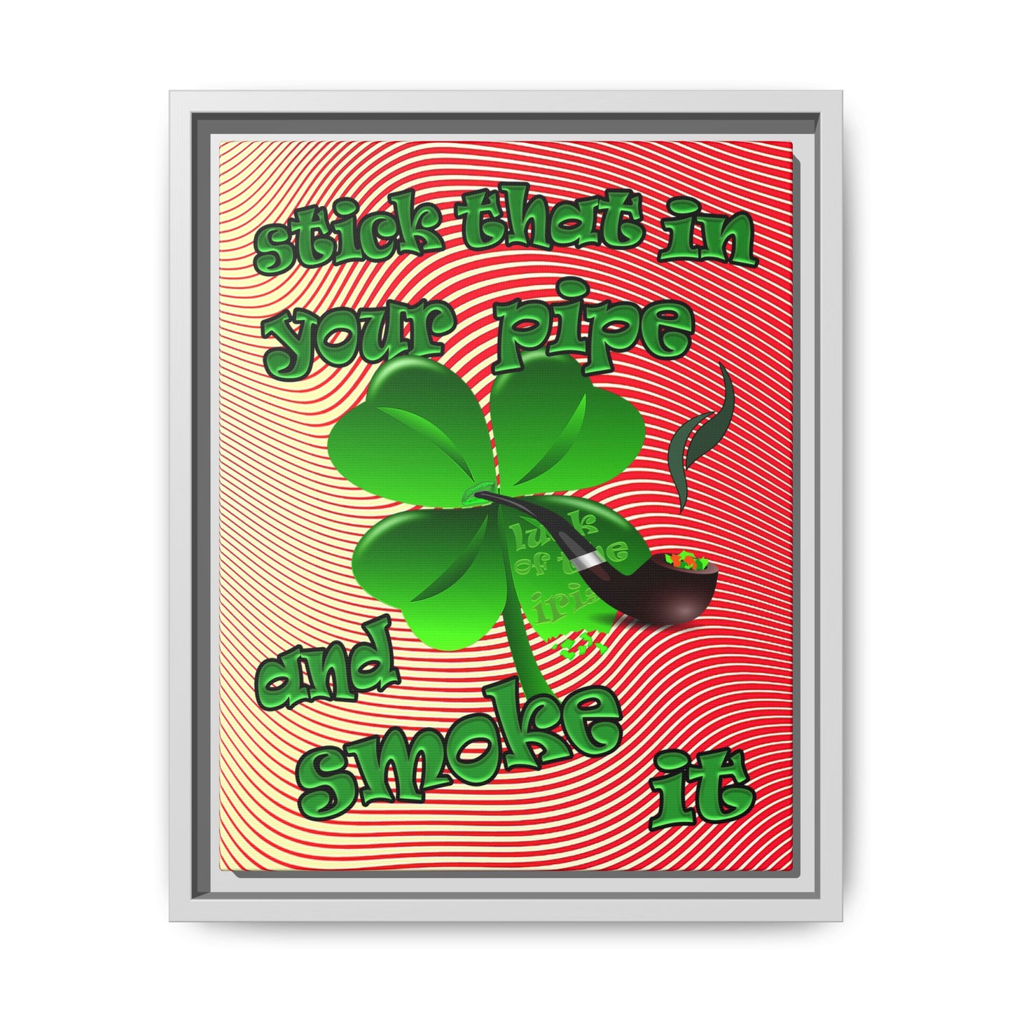 stick that in your pipe and smoke it - framed canvas art (yellow-orange wave)