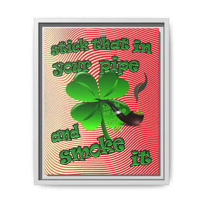 stick that in your pipe and smoke it - framed canvas art (yellow-orange wave)
