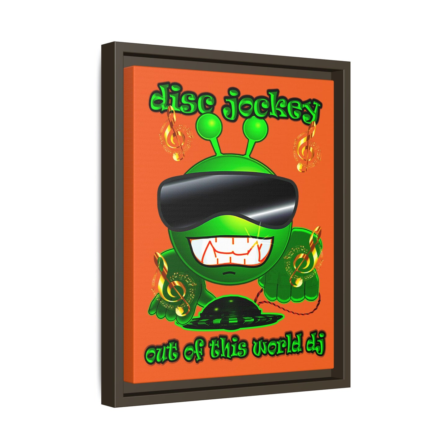 disc jockey - framed canvas art (orange)