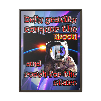 defy conquer reach - framed canvas art (grey-pink wave)