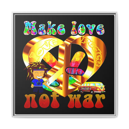 love peace - framed canvas art (black)