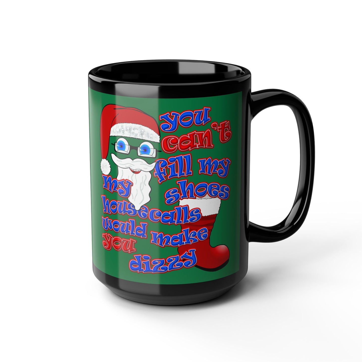 santa's shoes - Black Mug (dark green)