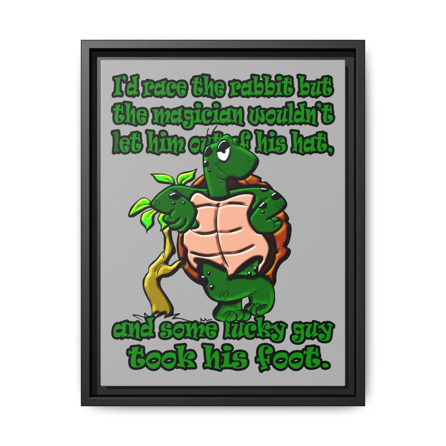 turtle race - framed canvas art (light grey)