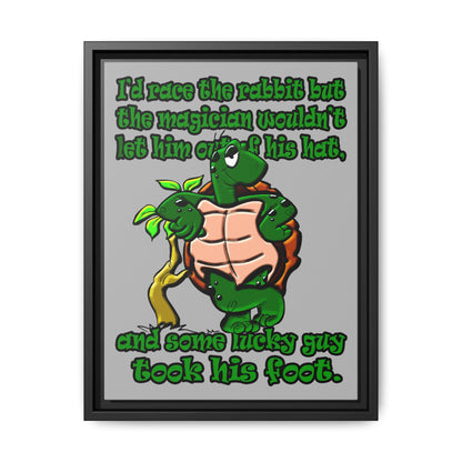 turtle race - framed canvas art (light grey)