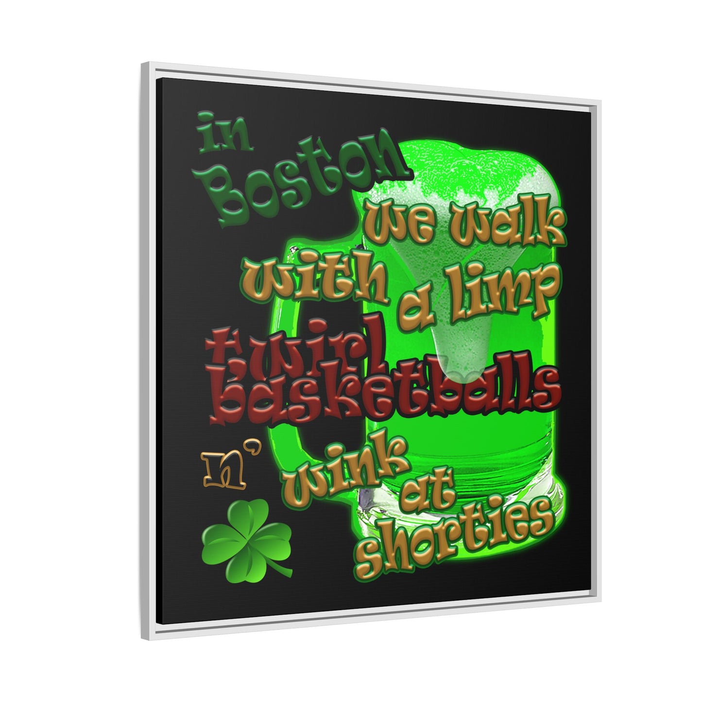 celtics logo - framed canvas art (black)