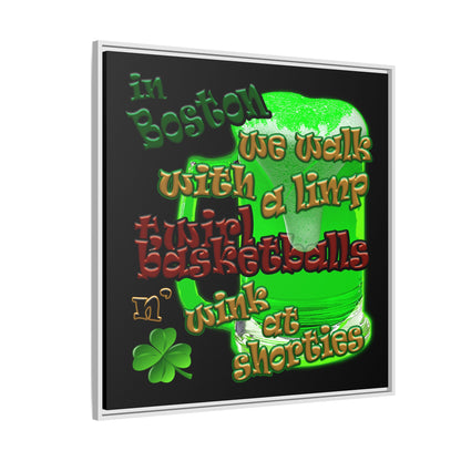 celtics logo - framed canvas art (black)