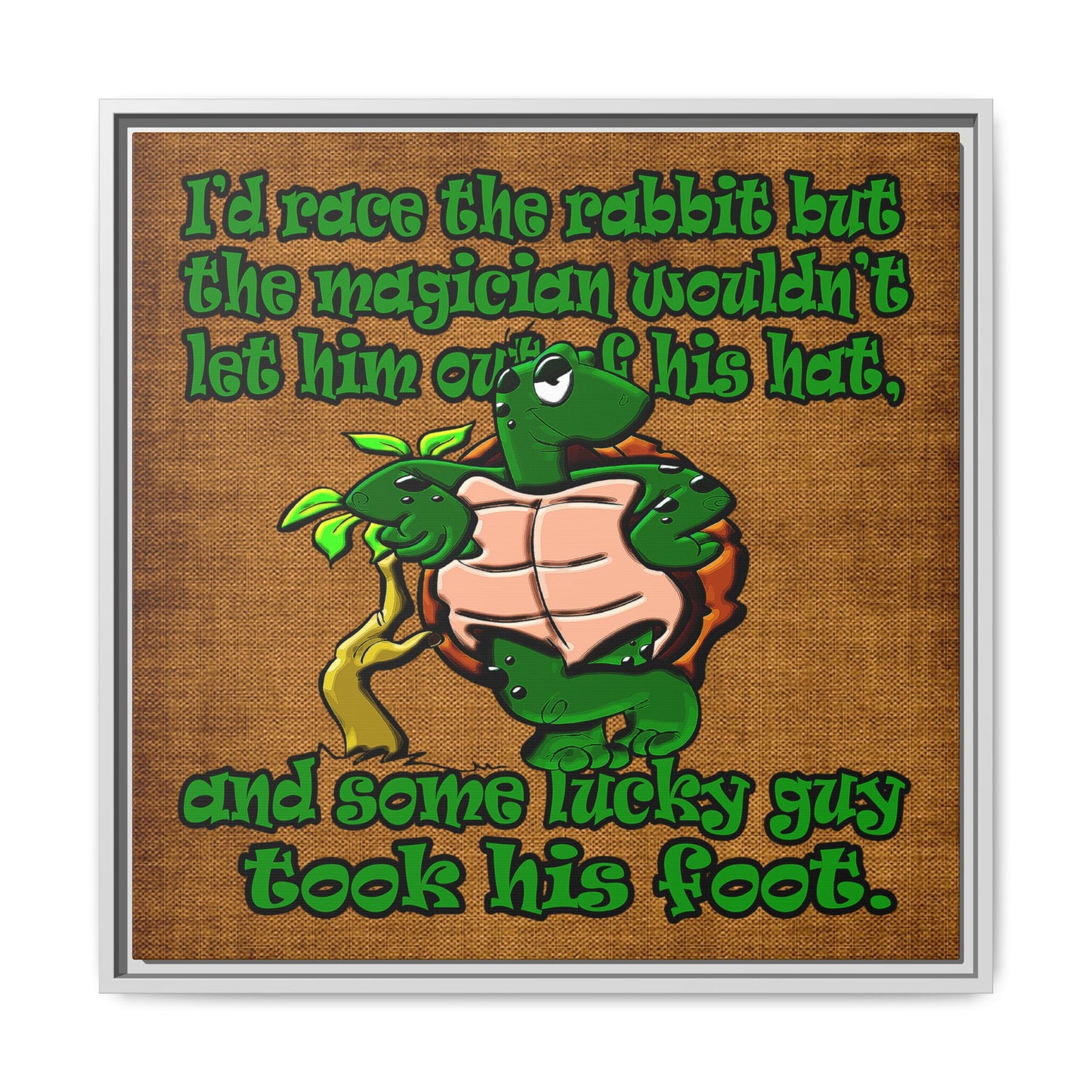 turtle race - framed canvas art (brown papyrus)