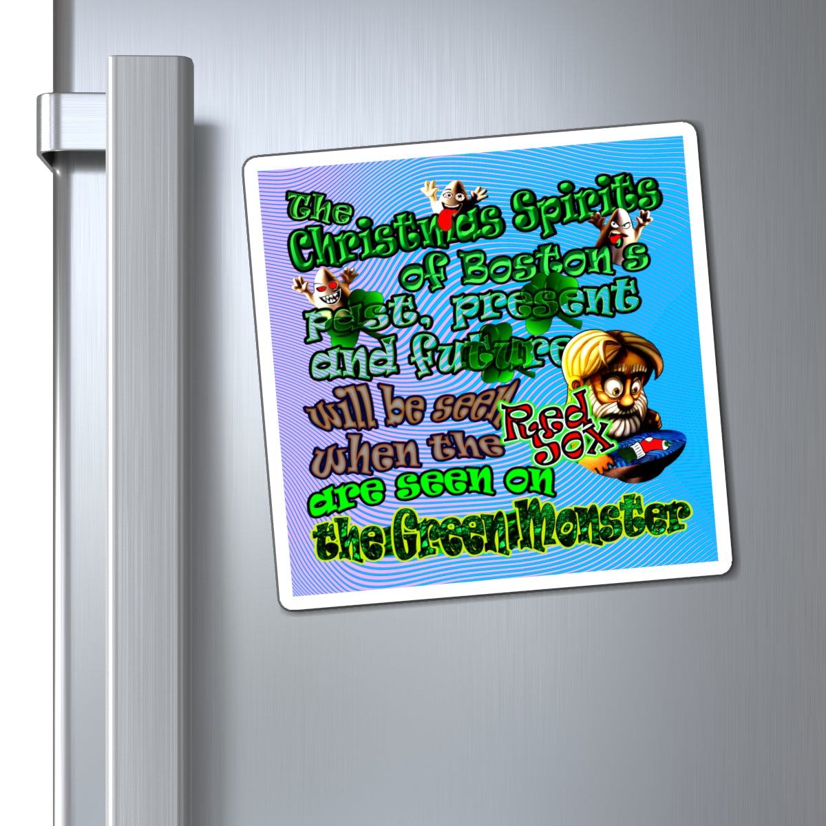 christmas spirits of boston - Magnets - (light blue-purple wave)