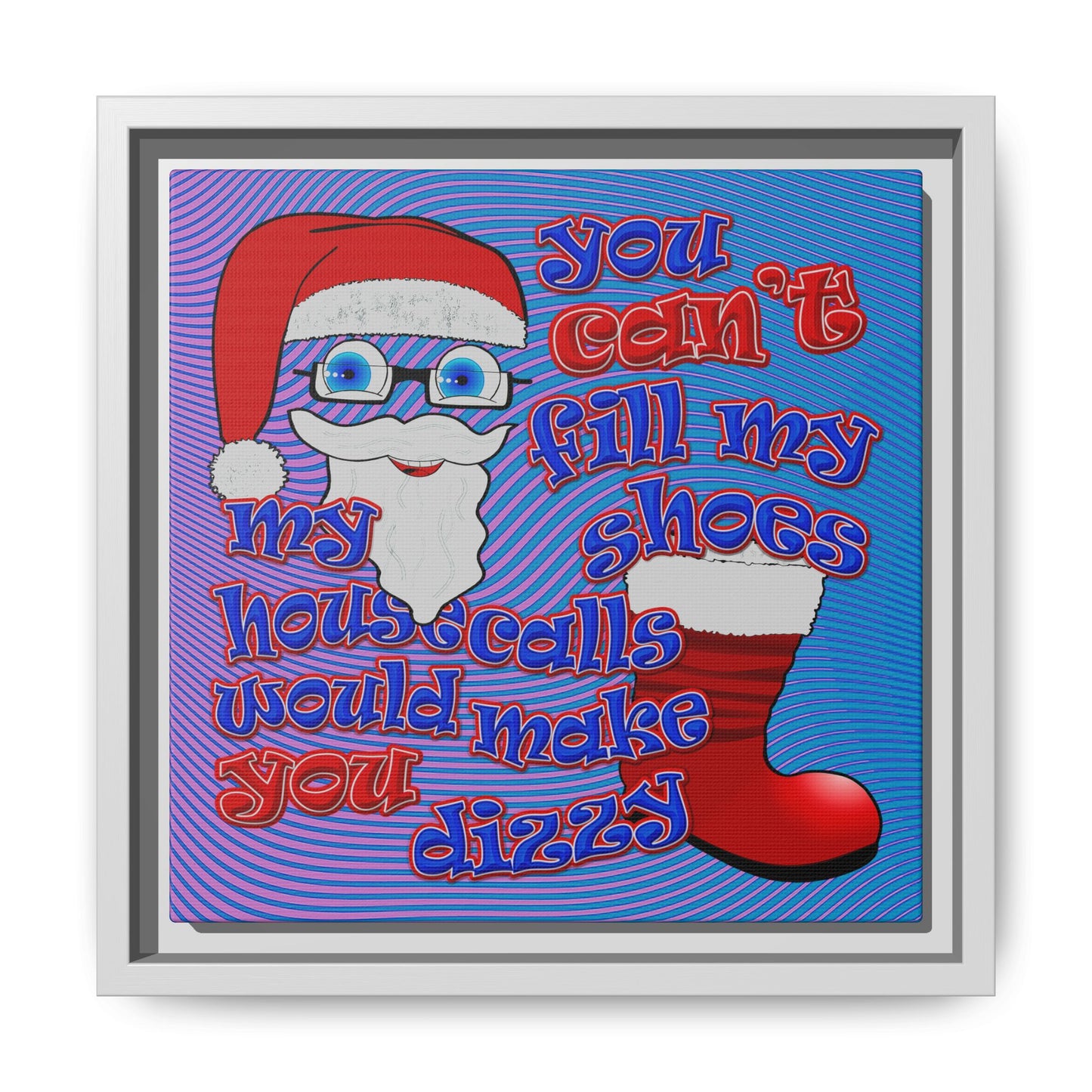 santa's shoes - framed canvas art (light blue-purple wave)