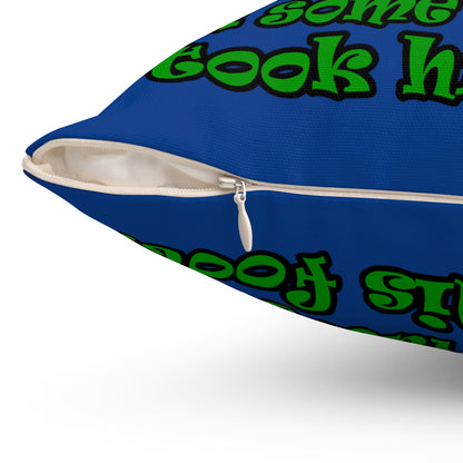 turtle race - Spun Polyester Square Pillow - (dark blue)