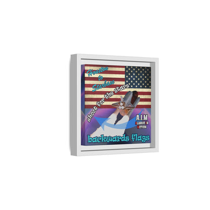 shoot for the stars - framed canvas art (grey-pink wave)