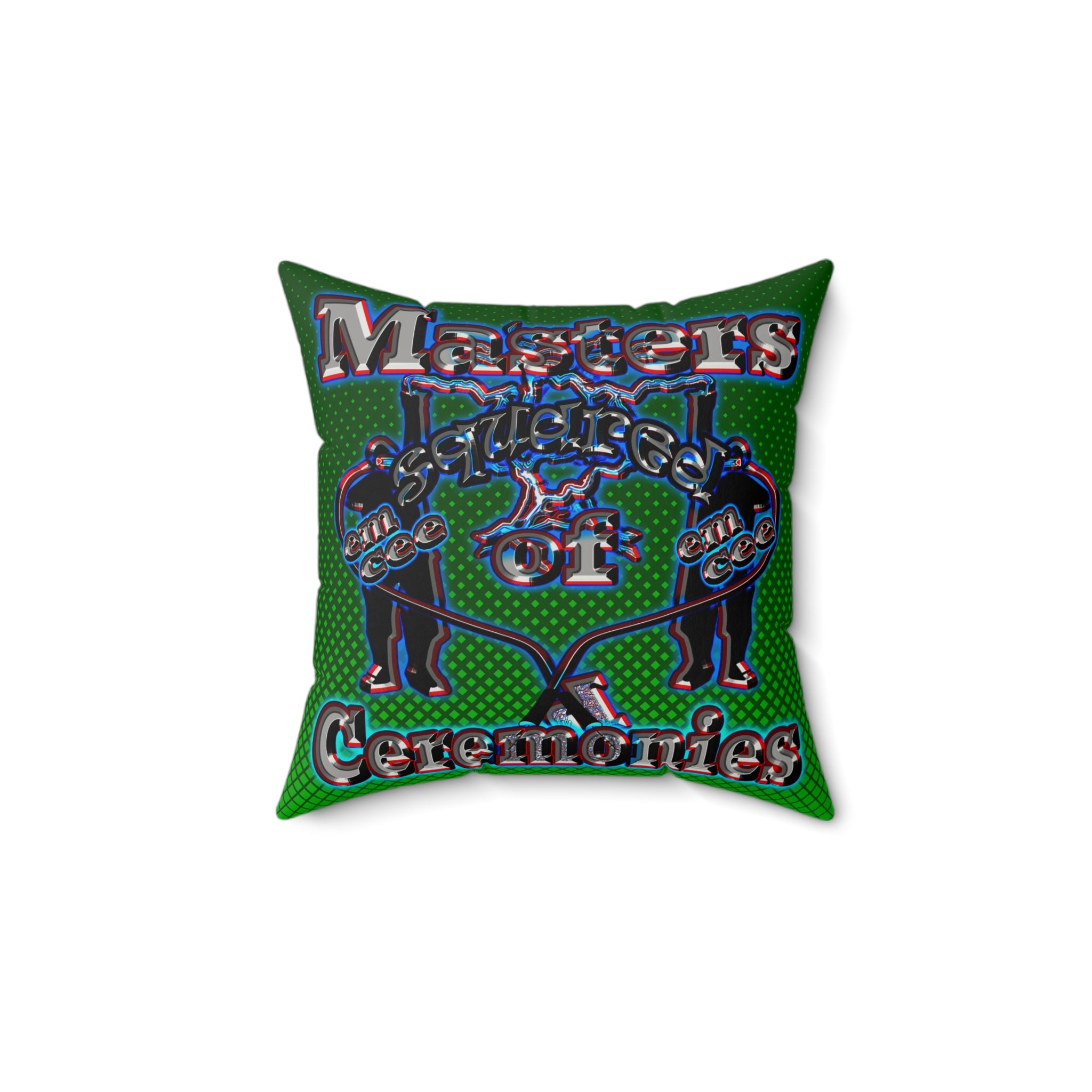 em cee squared - Faux Suede Square Pillow - (logo green)
