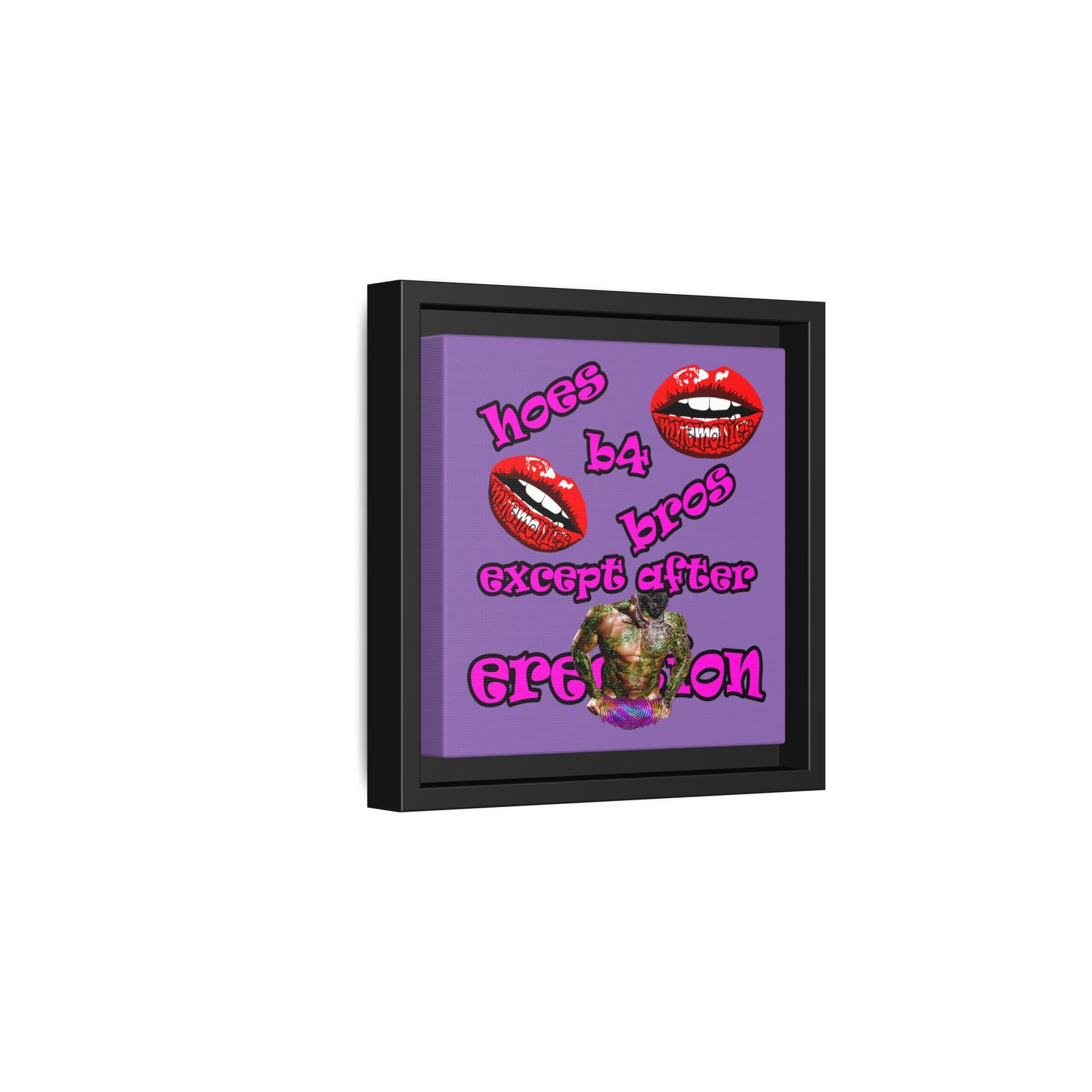 hoes b4 bros - framed canvas art (light purple)