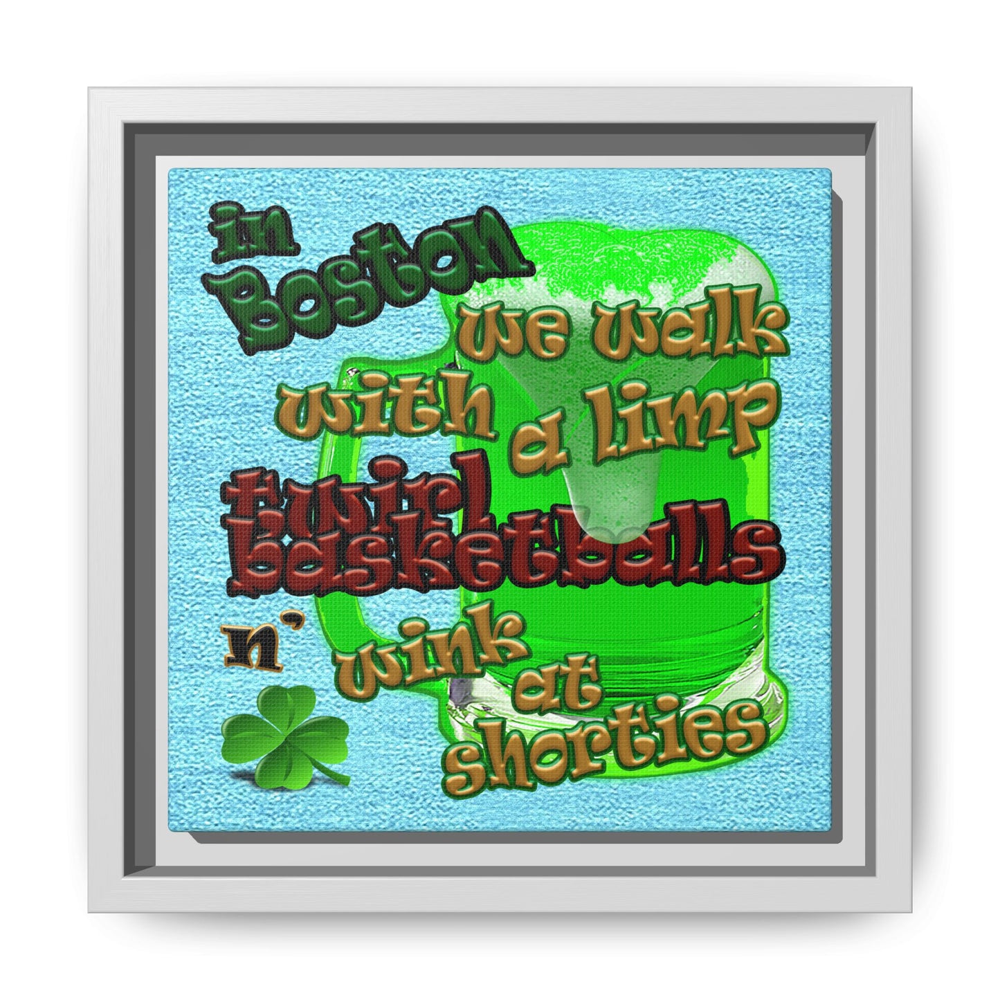 celtics logo - framed canvas art (faded blue)